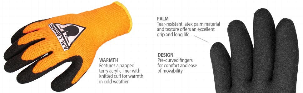 Leonard ThermalGrip Latex Palm Work Gloves
