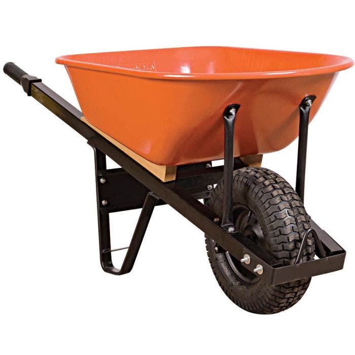 Leonard 6 Cubic Foot Steel Tray Wheelbarrows with Steel Handles